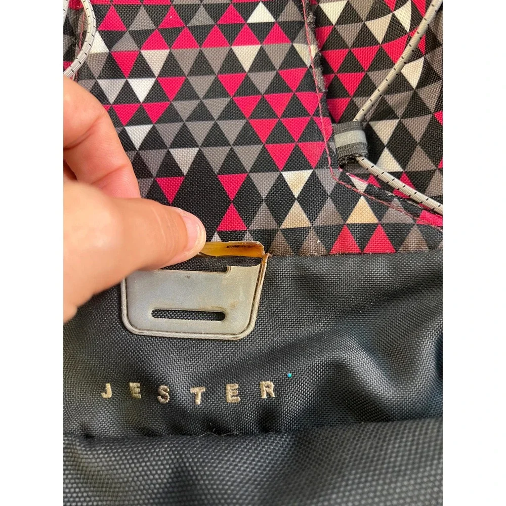 The North Face Jester Backpack Pink Black Geometric Triangle Print Daypack